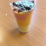 layers of the earth in a dessert cup using natural food colours